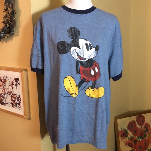DISNEY size XLarge Mickey Mouse
Round Neck Ringer Tee InPark Authentic blue EUC - Picture 1 of 15